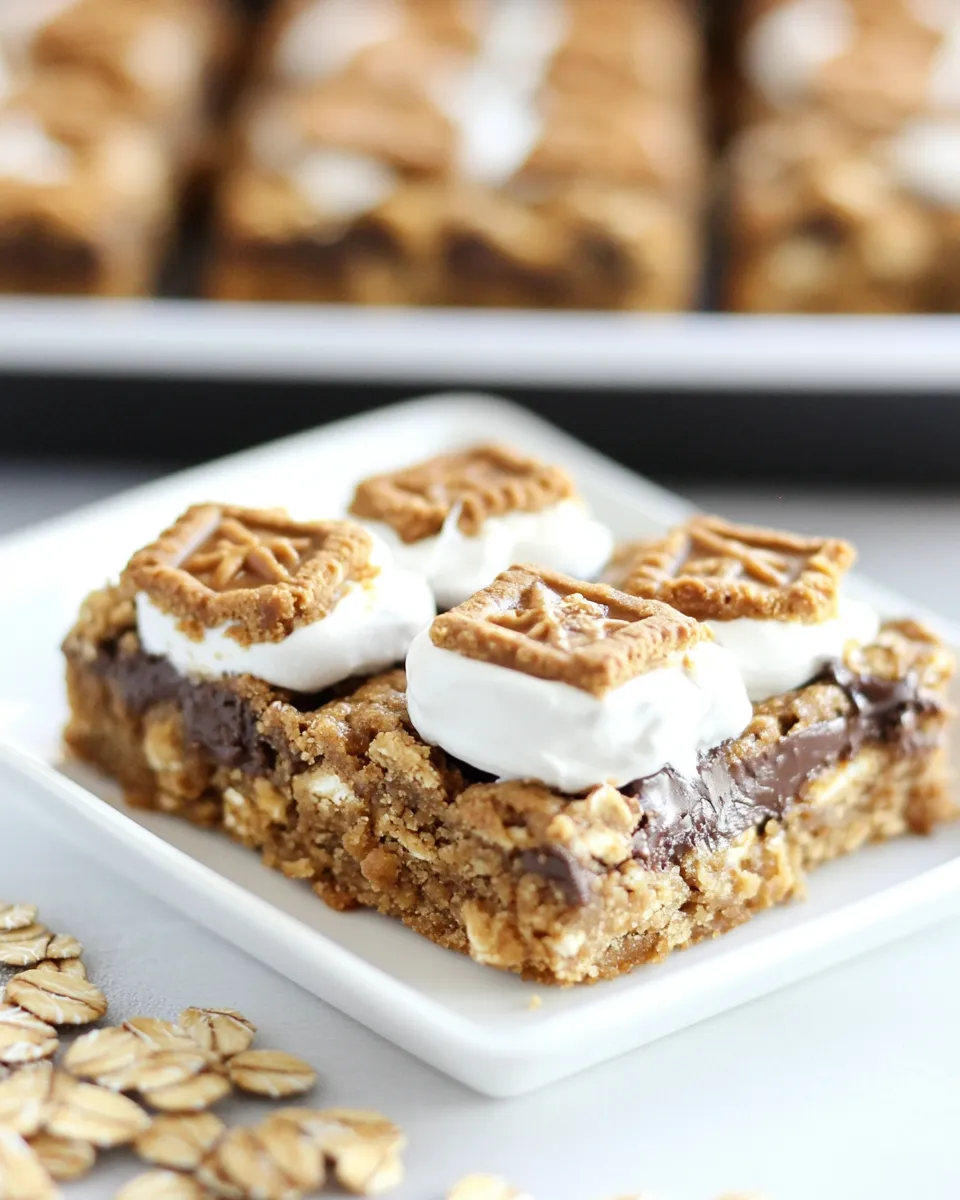 Easy Reeses Peanut Butter Smores Oatmeal Cookie Bars recipe photo