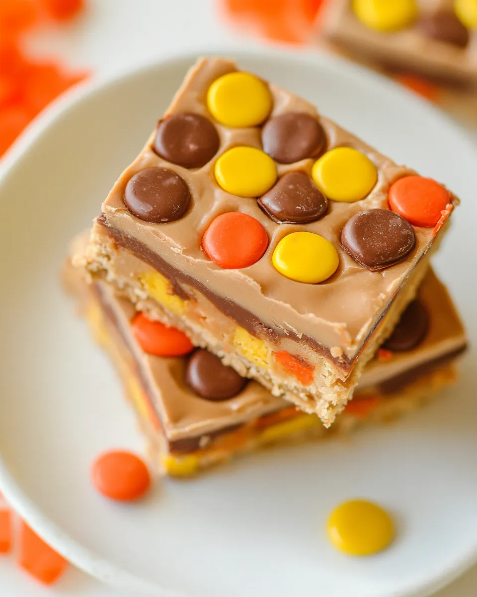 Delicious Reeses Pieces Bars shot