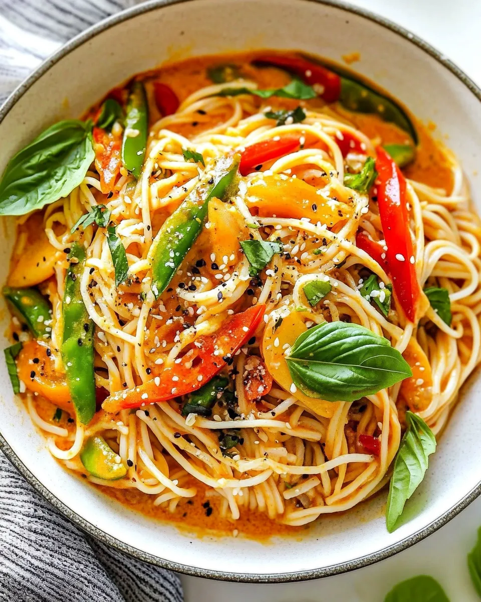Homemade Rice Noodles in Coconut Curry Sauce photo