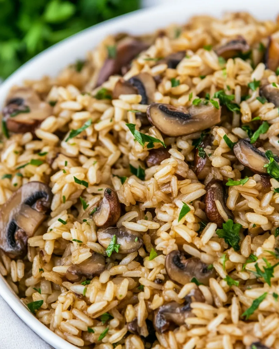Delicious Rice with Mushrooms shot