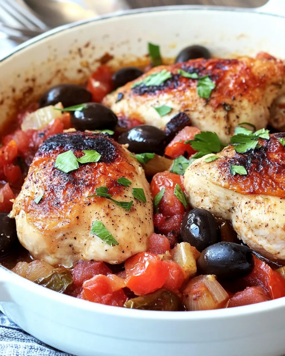 Savory Roast Chicken with Tomatoes and Olives Recipe dish photo