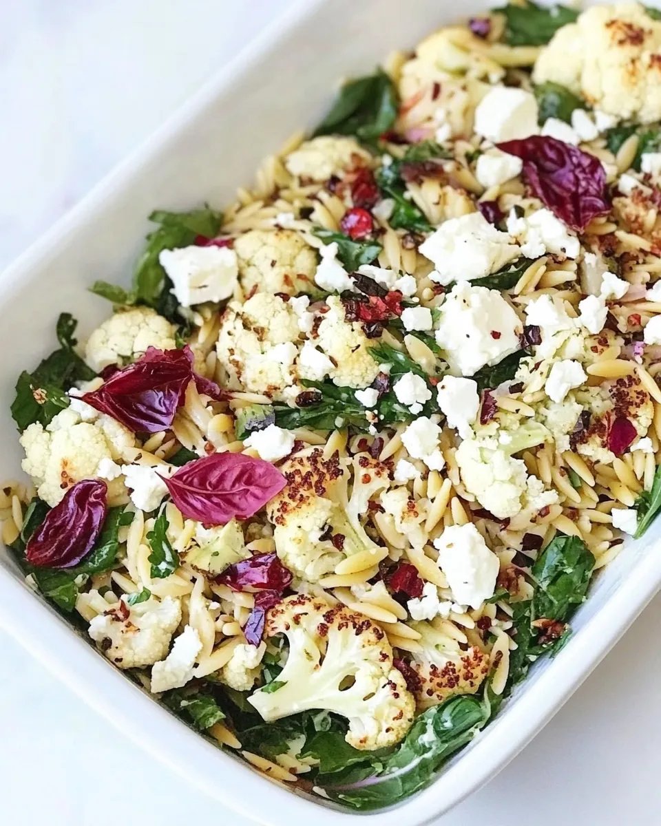 Delicious Roasted Cauliflower, Feta, and Orzo Salad image