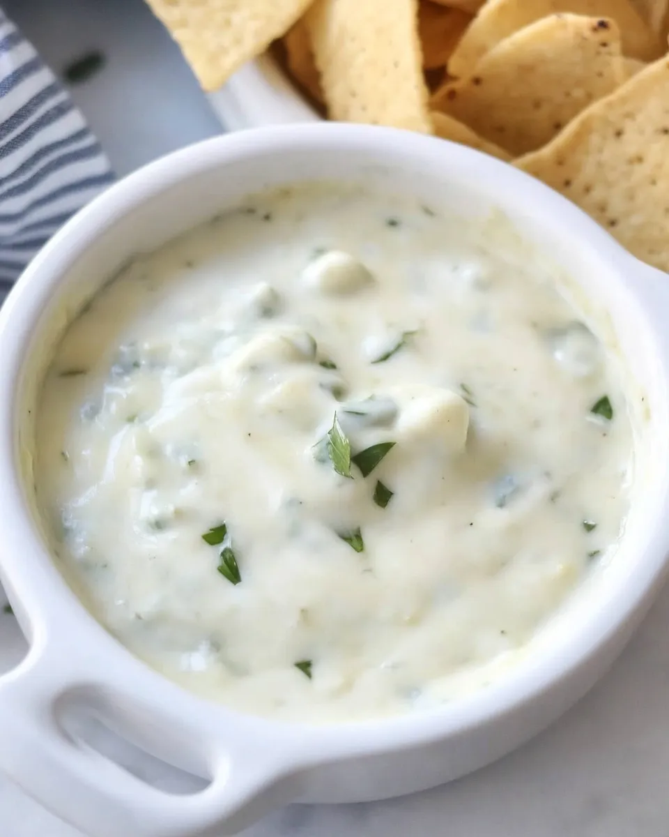 Delicious Roasted Green Chile Queso Cheese Dip. dish image
