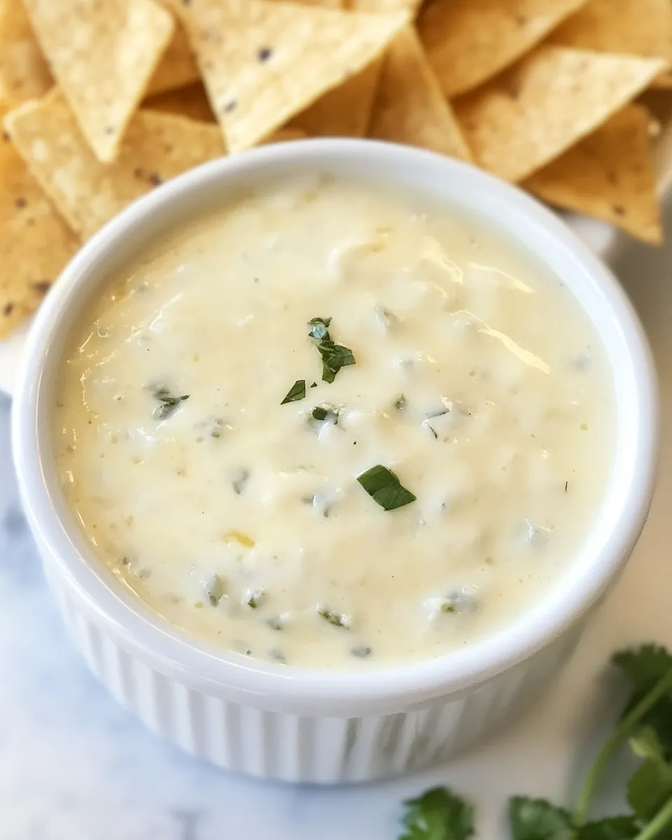 Quick Roasted Green Chile Queso Cheese Dip. shot