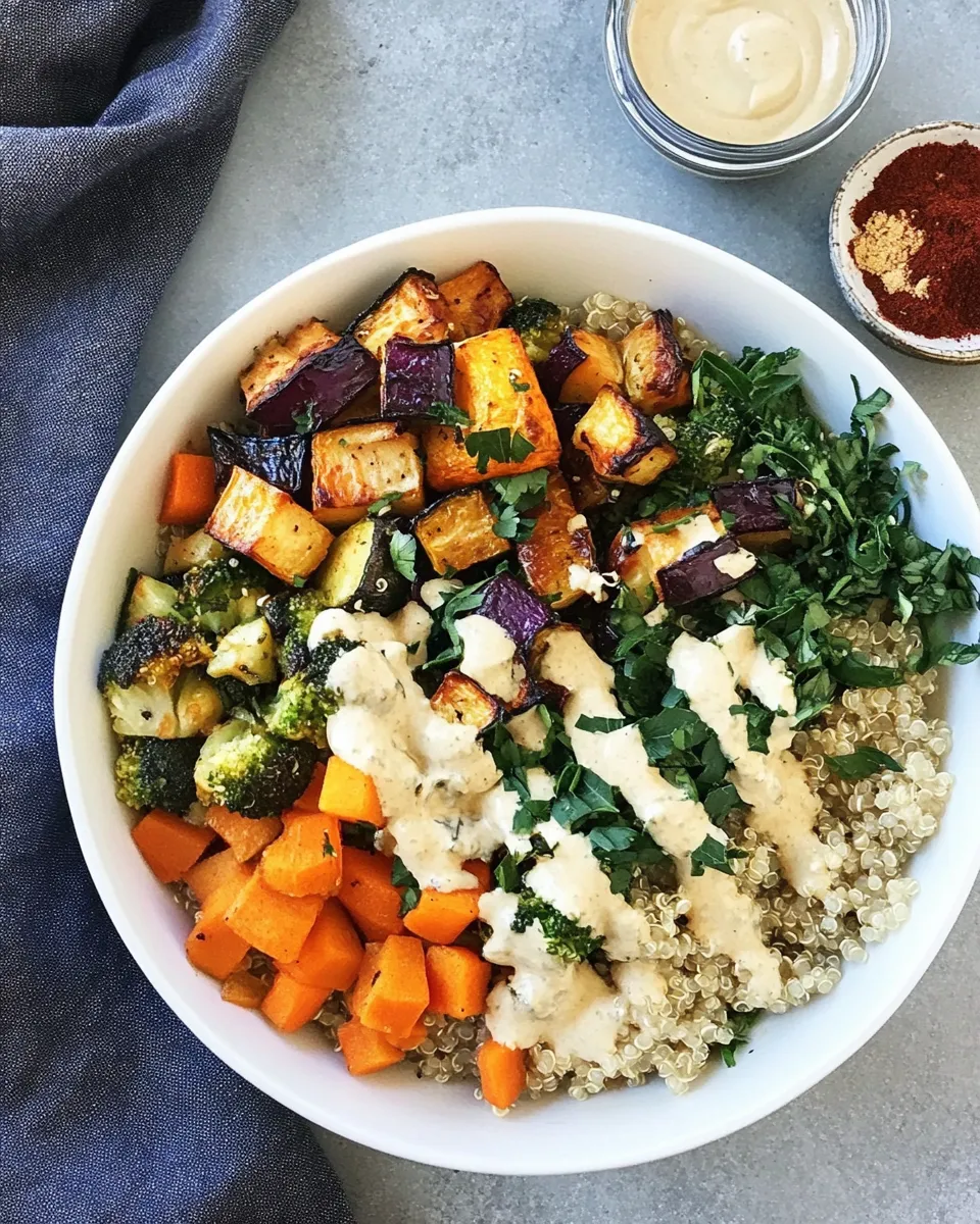 Delicious Roasted Vegetable Quinoa Bowls shot