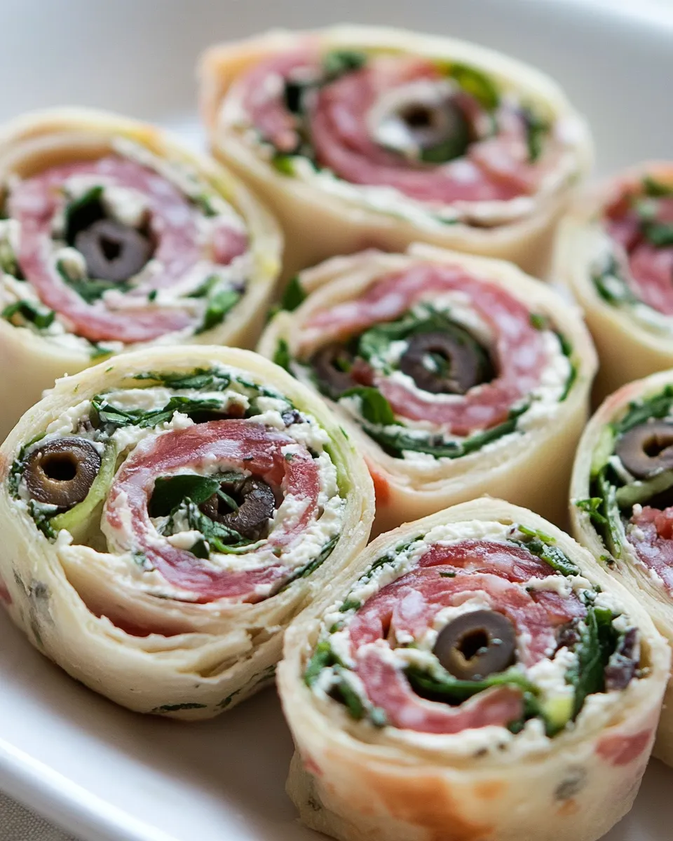 Homemade Salami Olive and Cream Cheese Pinwheels photo