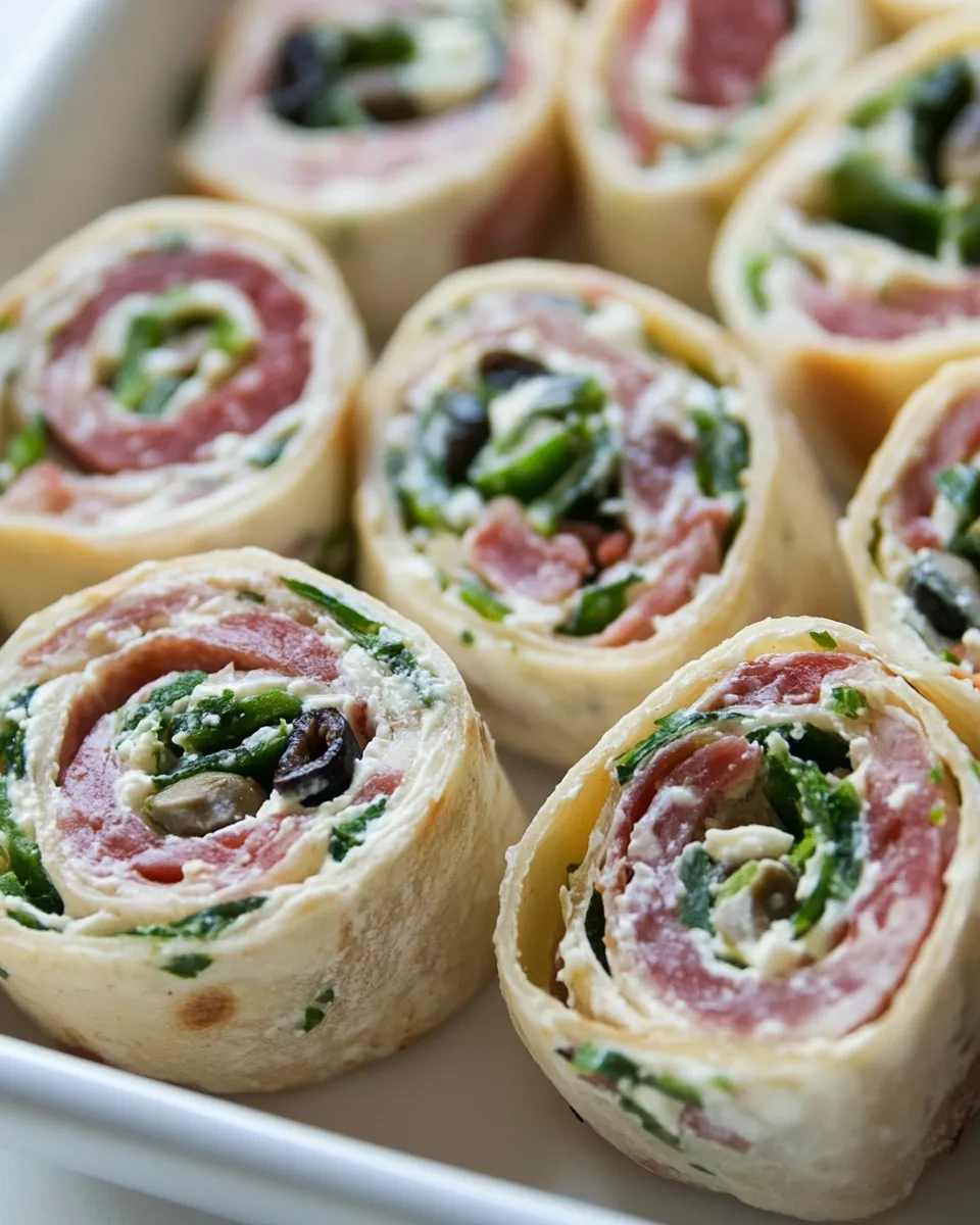 Delicious Salami Olive and Cream Cheese Pinwheels image