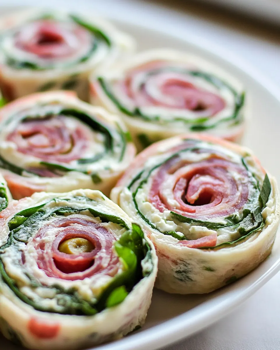 Savory Salami Olive and Cream Cheese Pinwheels shot