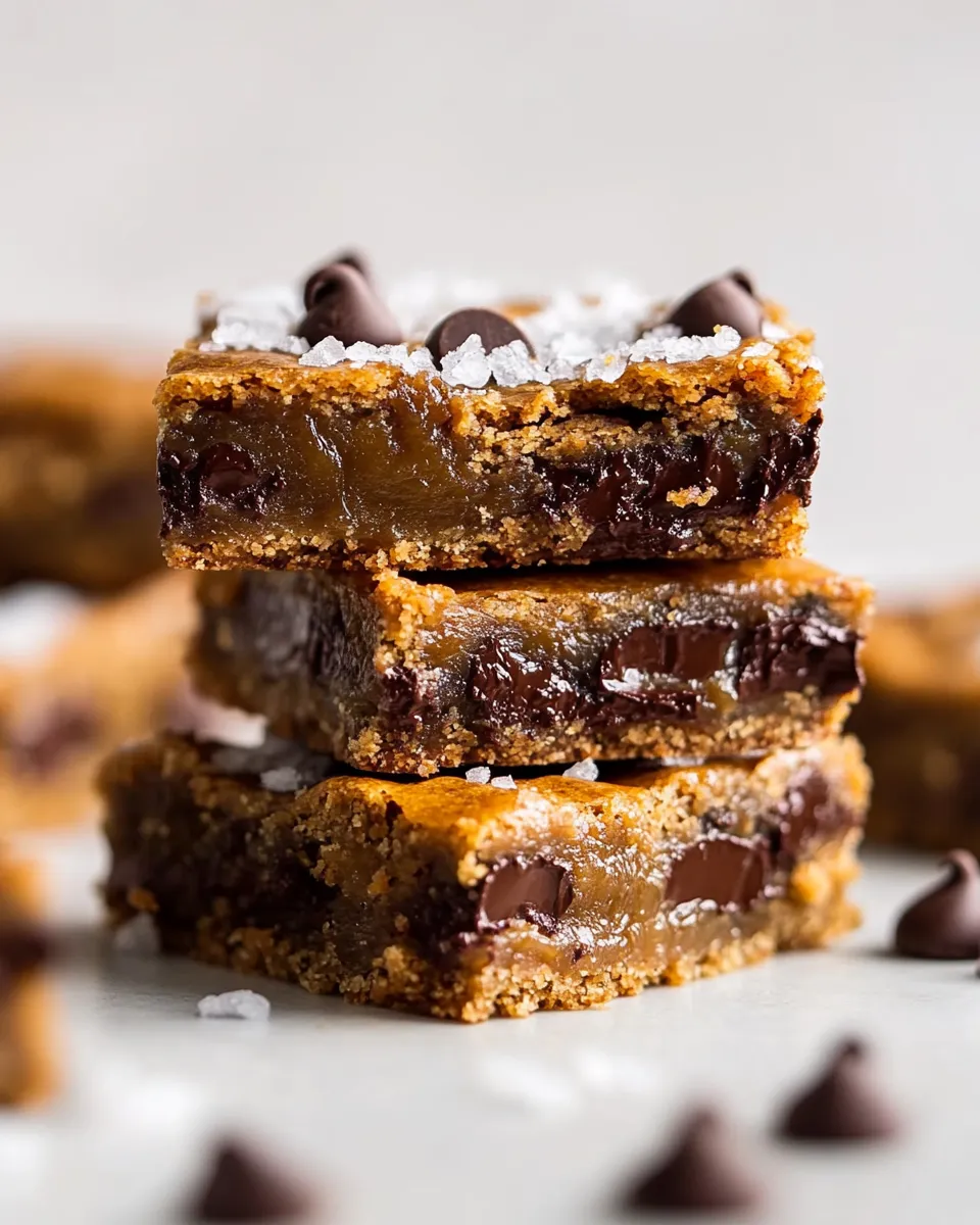 Perfect Salted Brown Butter Chocolate Chip Cookie Bars. shot