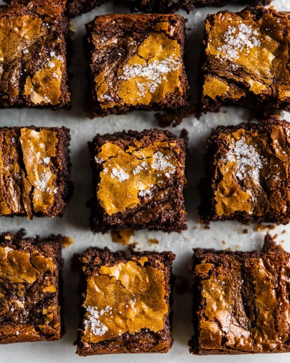 Delicious Salted Cookie Crinkle Top Brownies. food shot