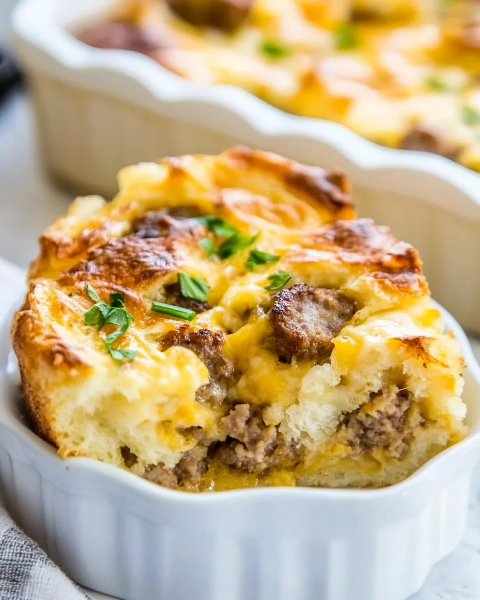 Classic Sausage and Cheese English Muffin Casserole dish photo