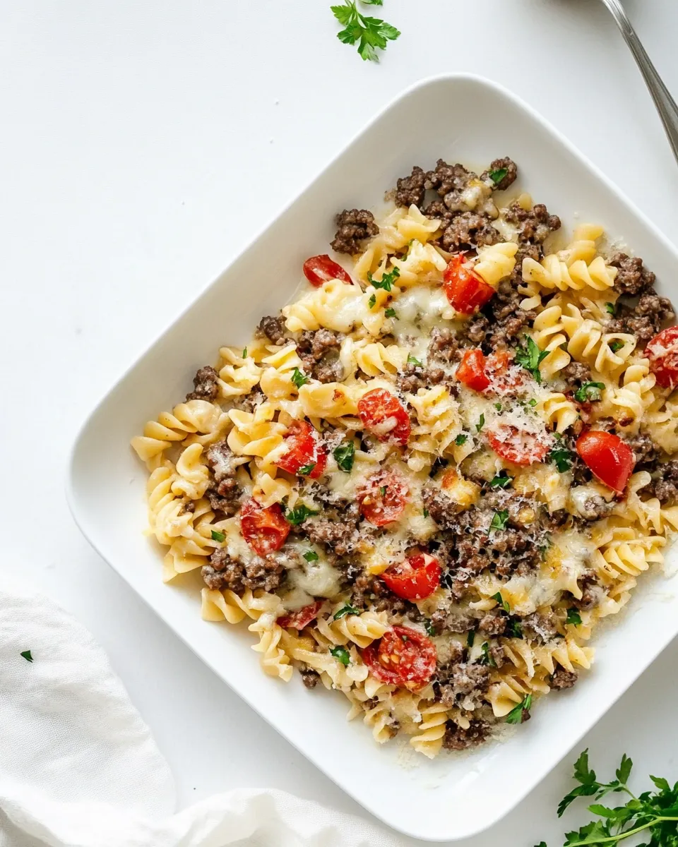 Classic Sheet Pan Cheeseburger Pasta. recipe photo