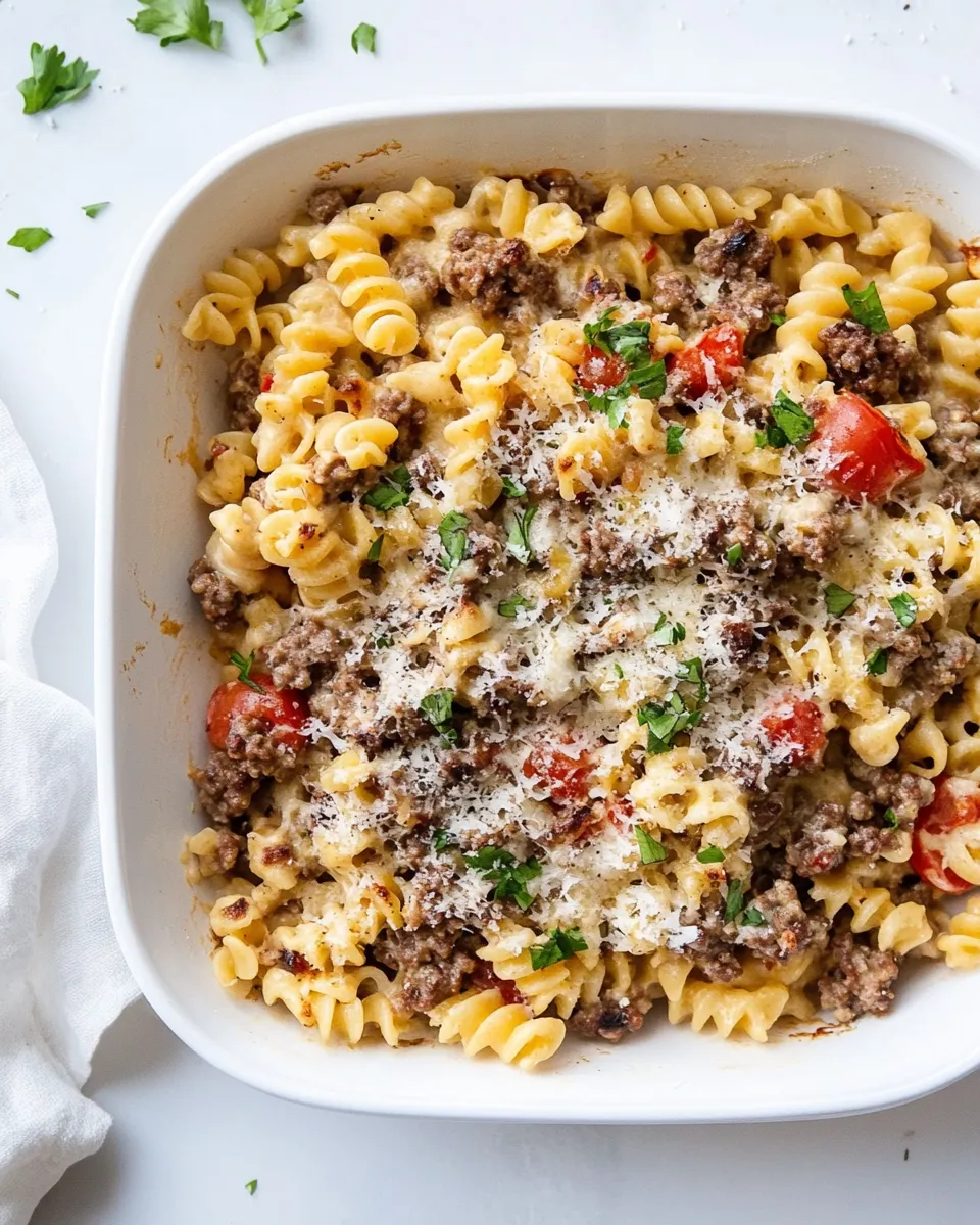 Delicious Sheet Pan Cheeseburger Pasta. photo