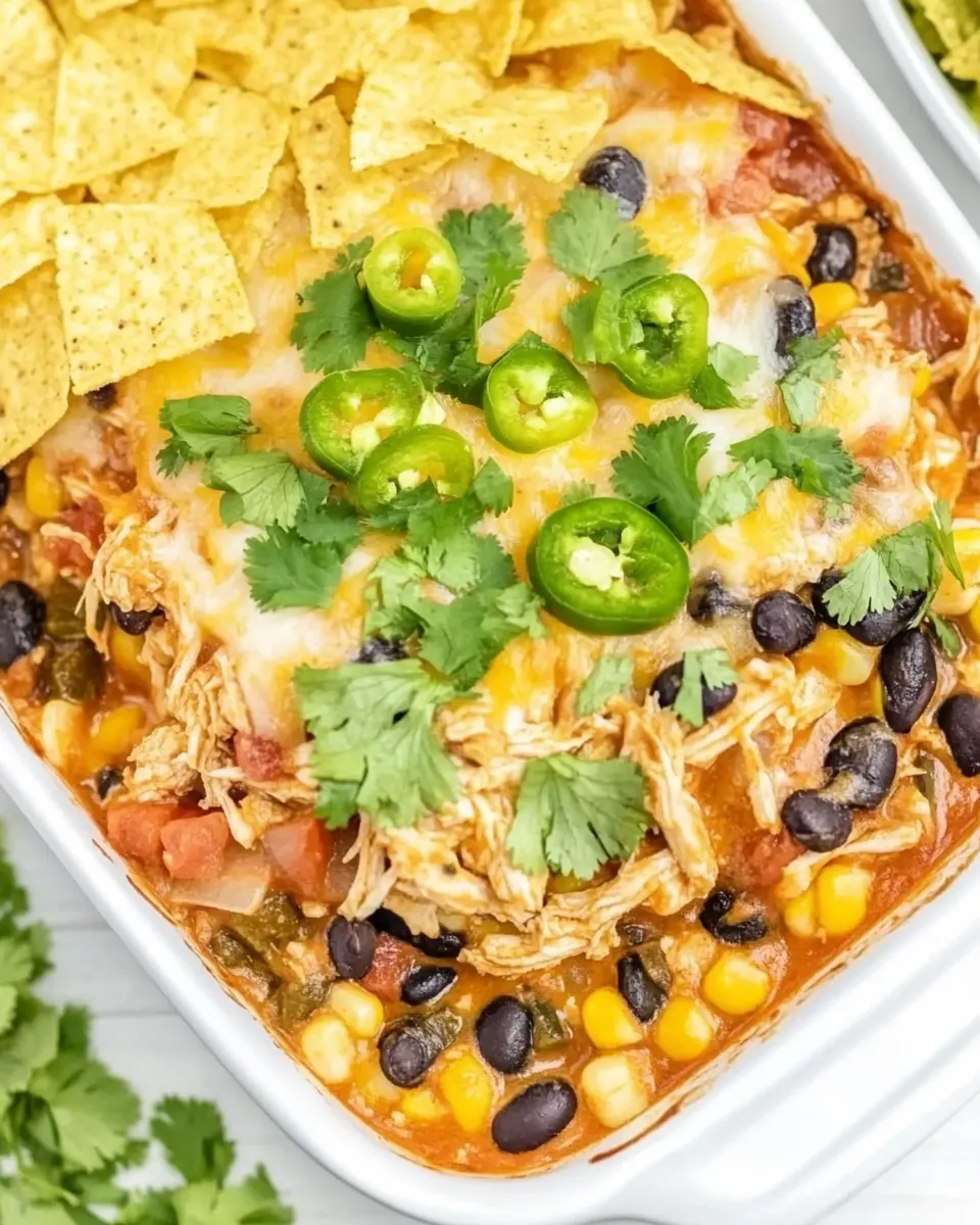 Quick Shredded Mexican Chicken Casserole shot
