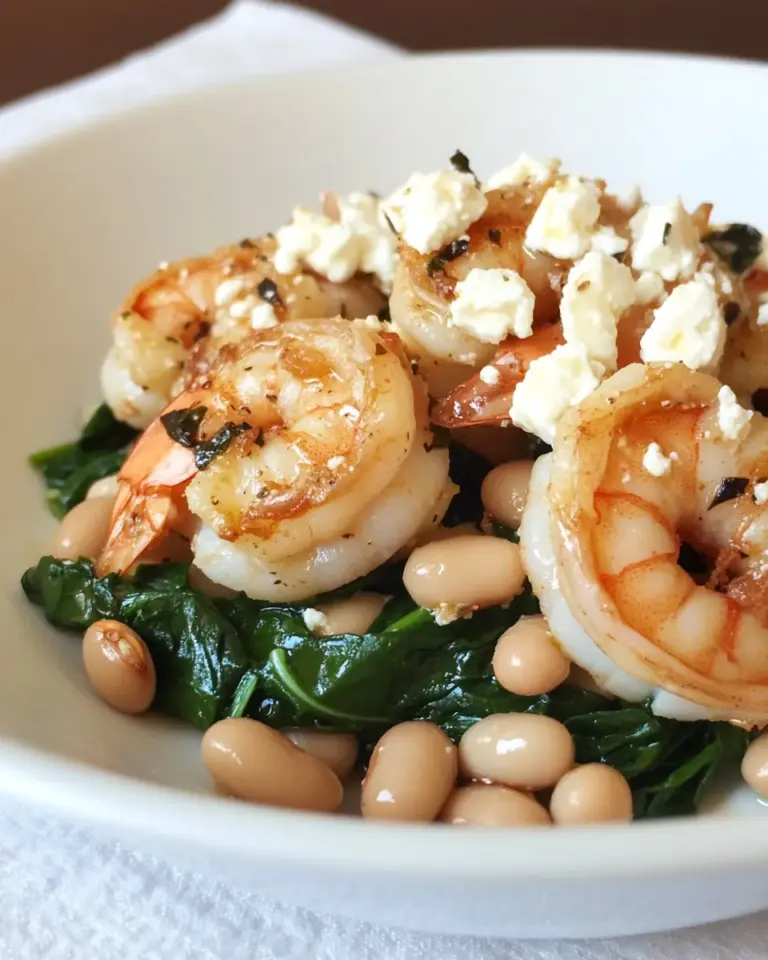 Easy Shrimp with Tuscan White Beans with Spinach and Feta photo