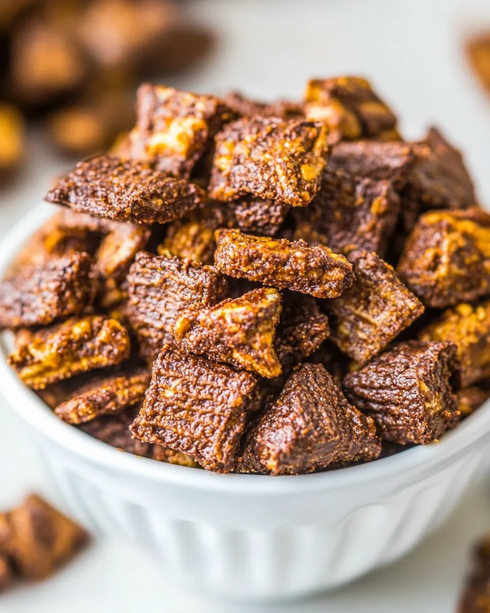 Easy Skinny 100-Calorie Chocolate Peanut Butter Snack Mix recipe photo