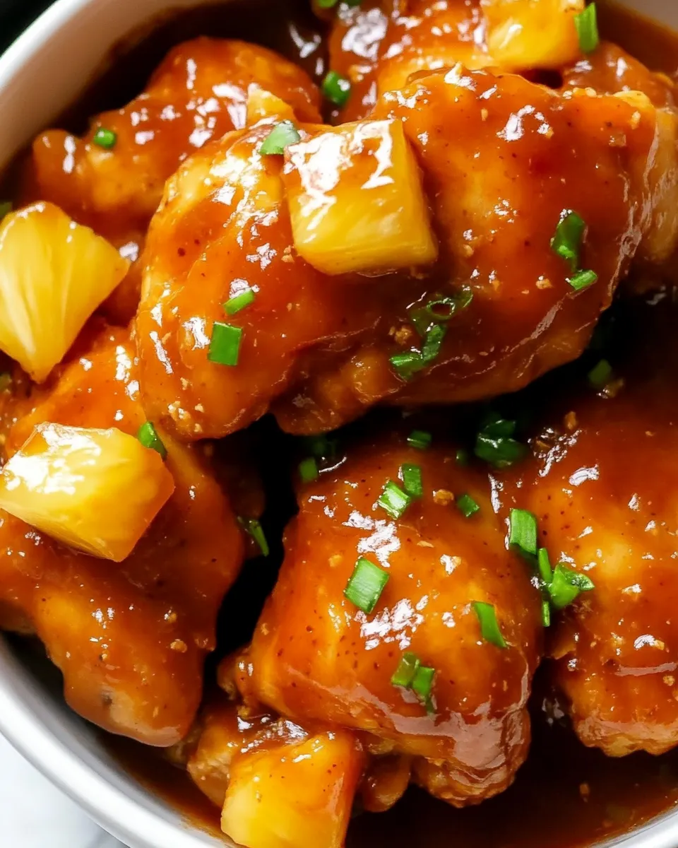 Quick Slow Cooker BBQ Pineapple Chicken shot