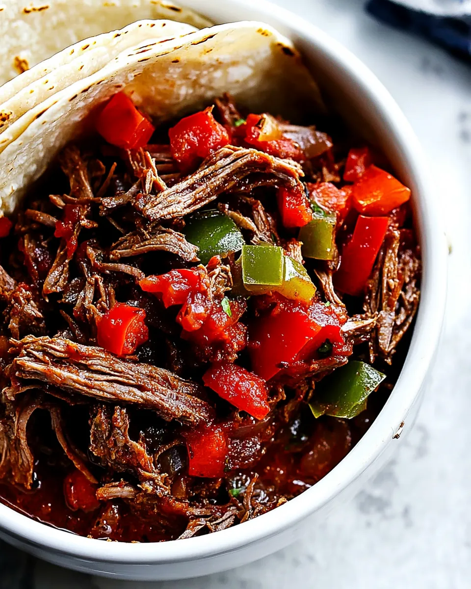 Savory Slow Cooker Beef Carnitas Tacos shot