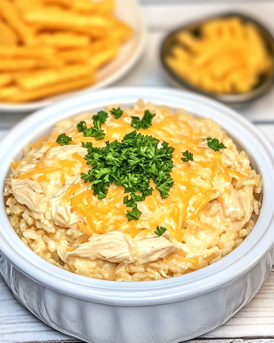 Delicious Slow Cooker Cheesy Chicken & Rice shot