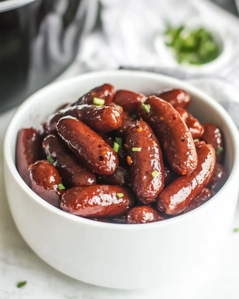 Easy Slow Cooker Raspberry Chipotle Little Smokies recipe photo