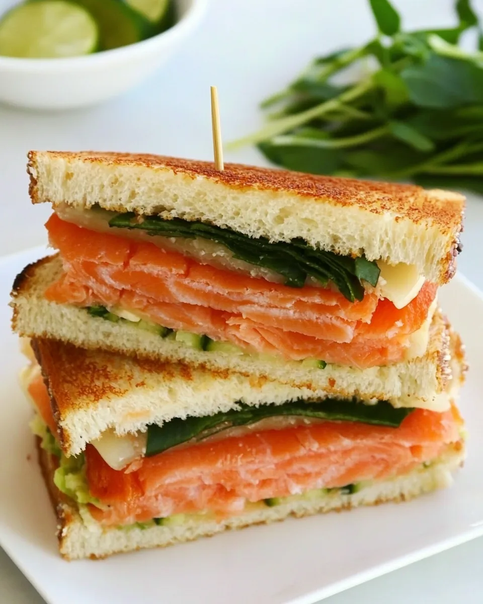 Homemade Smoked Salmon Club Sandwich photo