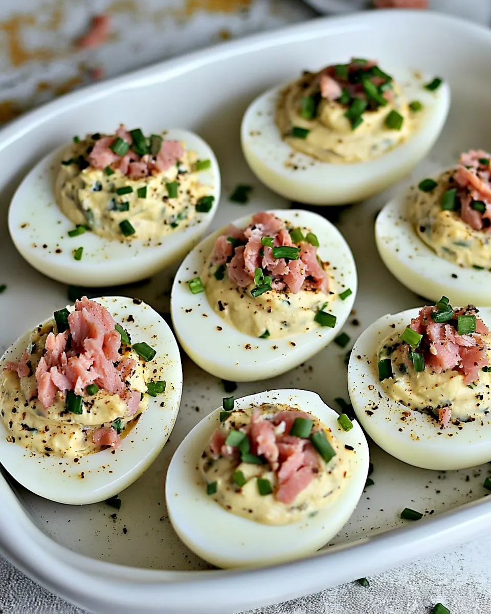 Delicious Smoked Salmon Deviled Eggs Recipe image