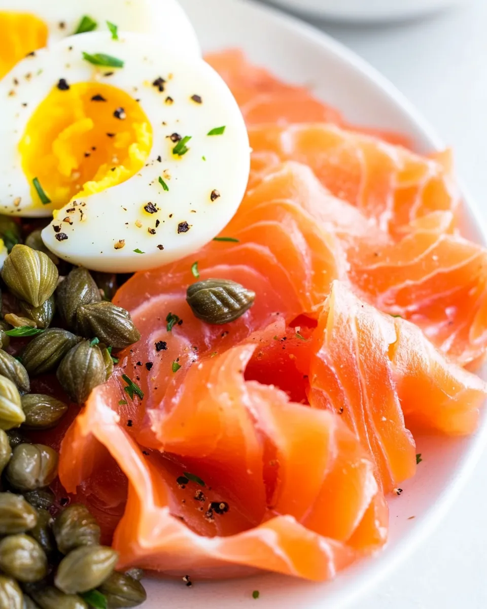 Classic Smoked Salmon with Capers and Hard Boiled Egg image