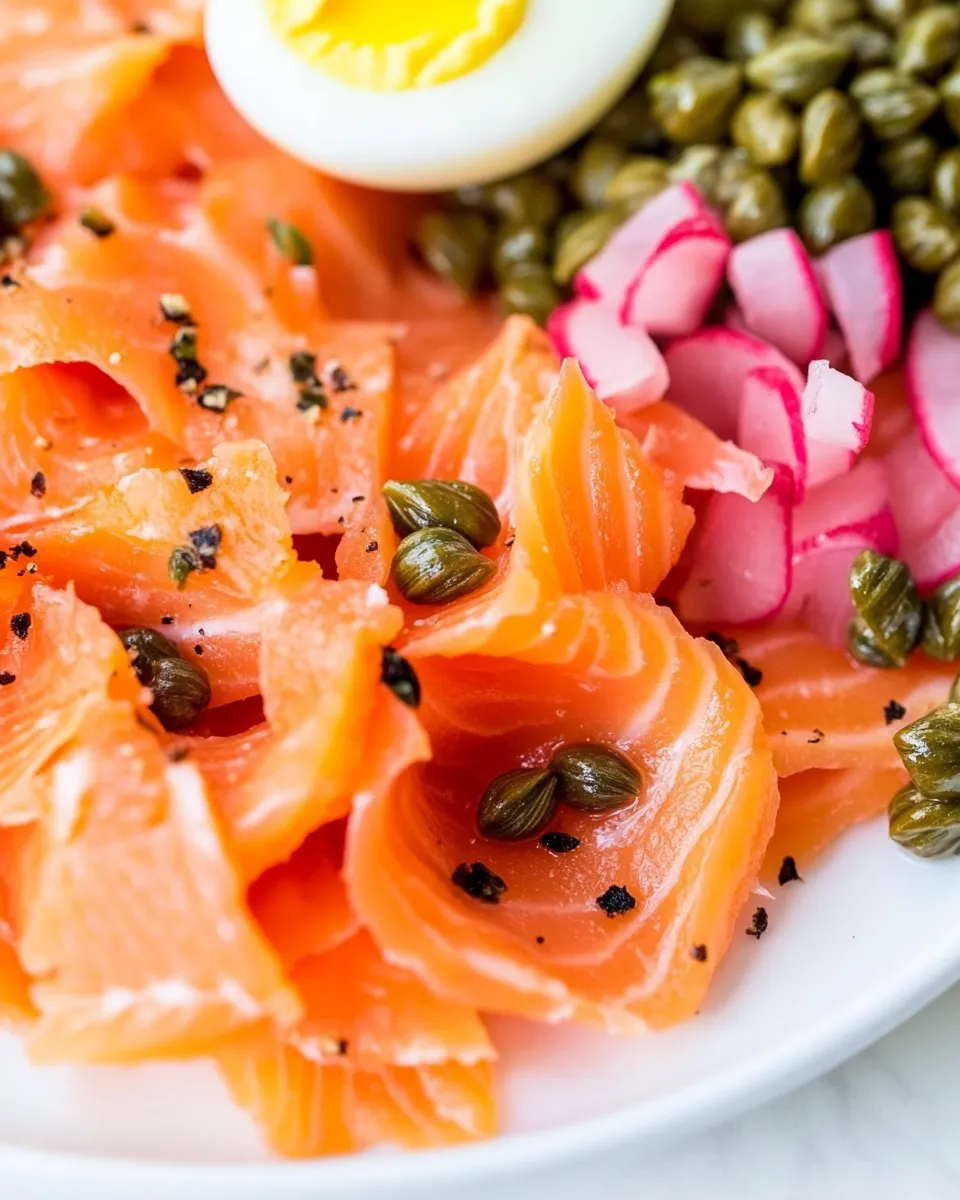 Easy Smoked Salmon with Capers and Hard Boiled Egg recipe photo