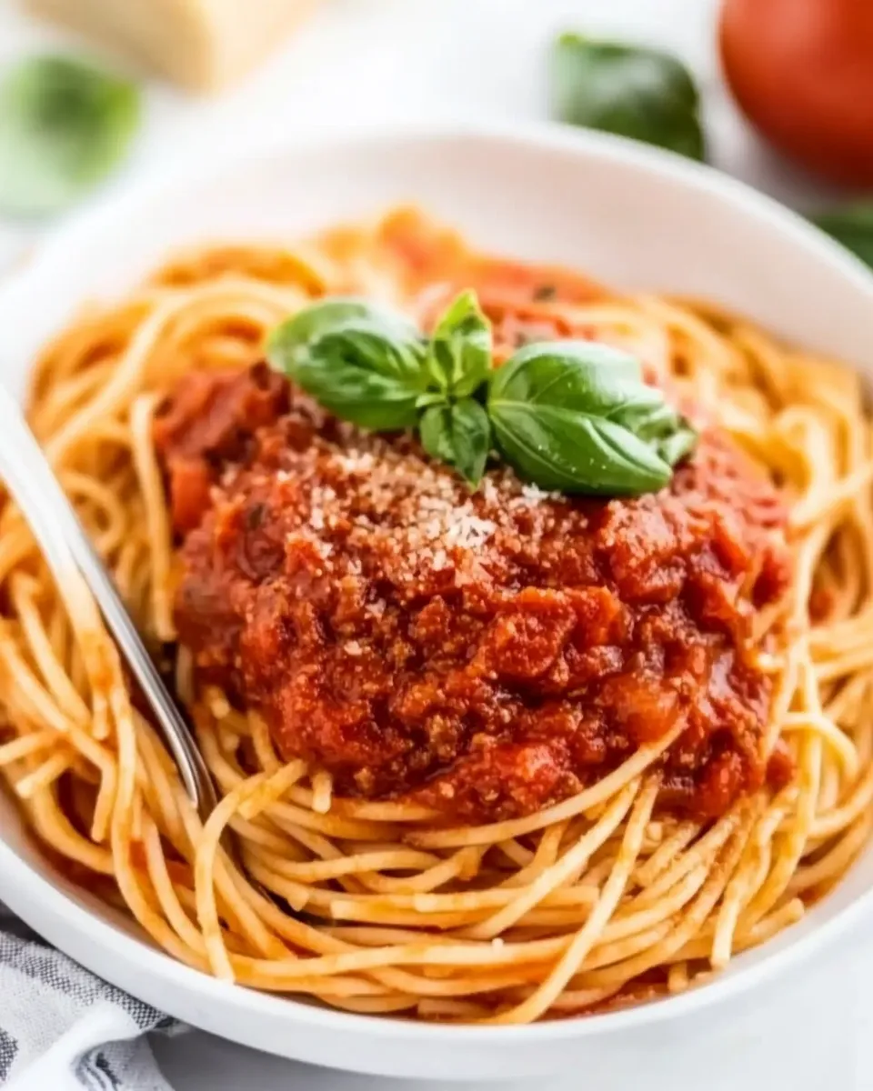 Delicious Spaghetti Marinara shot