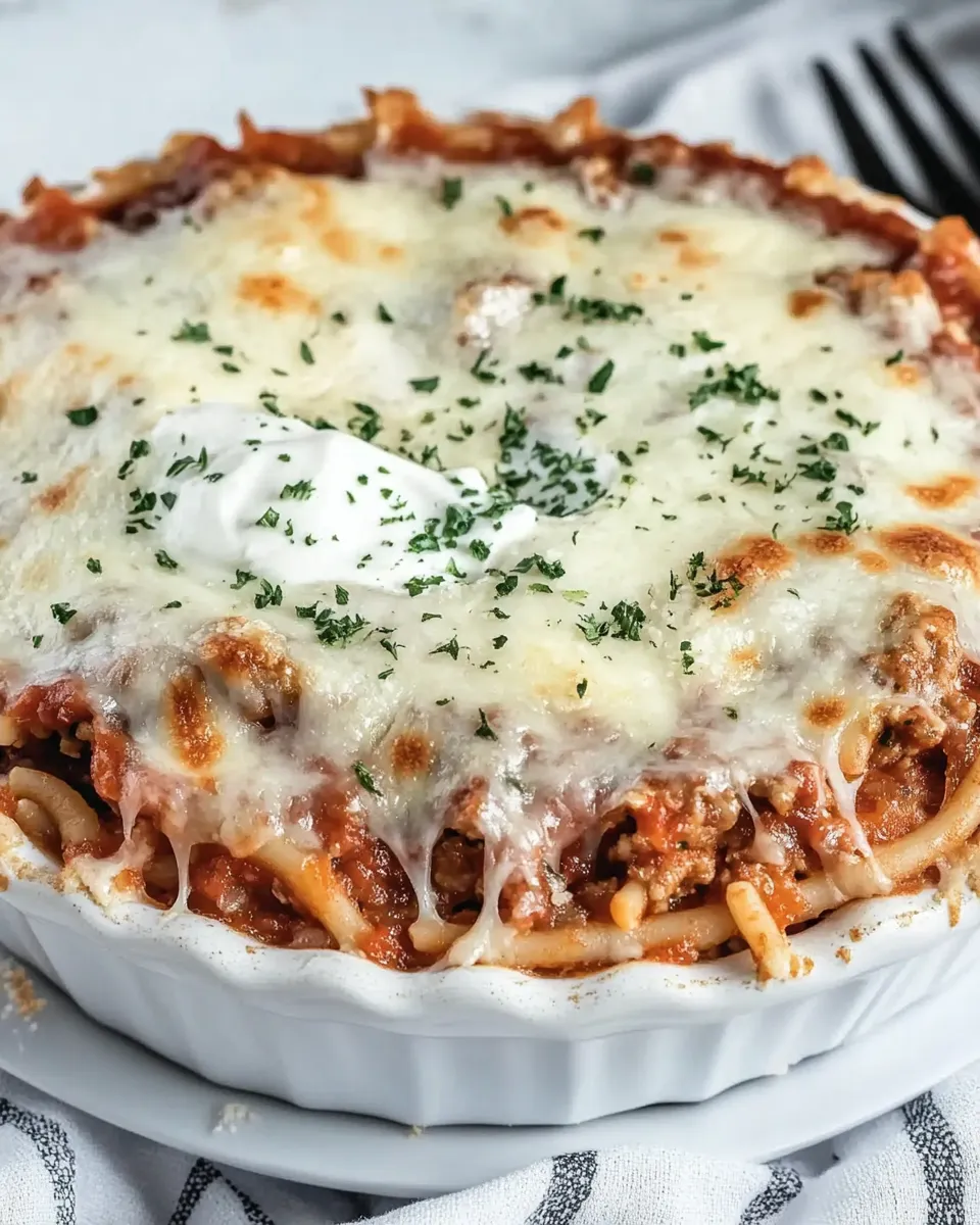 Homemade Spaghetti Pie with Sour Cream photo