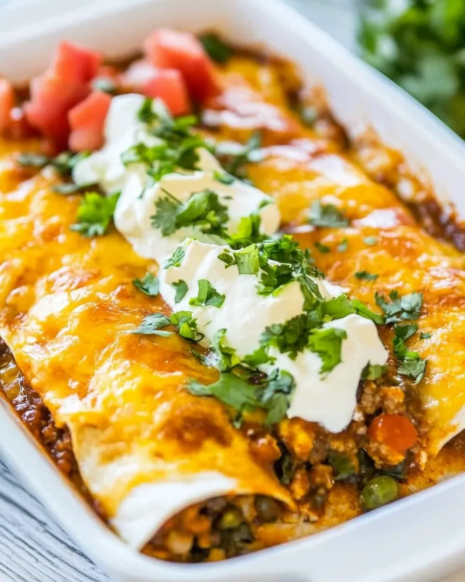Tasty Spicy Sausage Breakfast Enchiladas shot