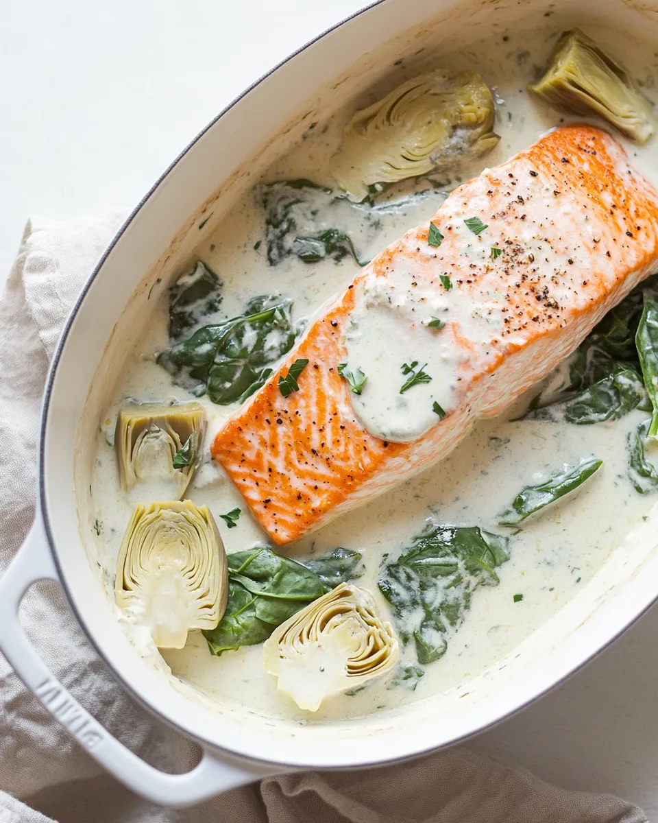 Classic Spinach Artichoke Salmon image