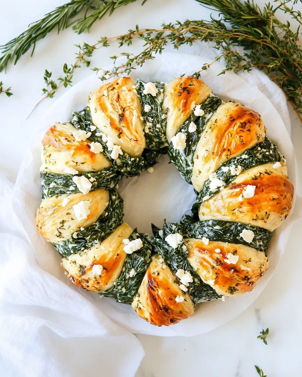 Delicious Spinach Feta Wreath shot