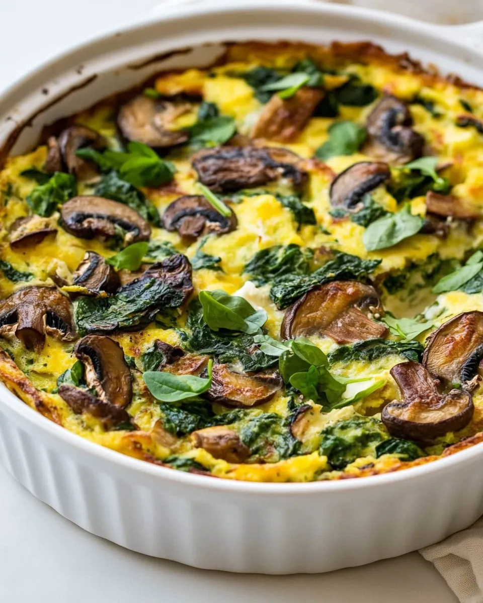 Easy Spinach Mushroom Breakfast Casserole recipe photo