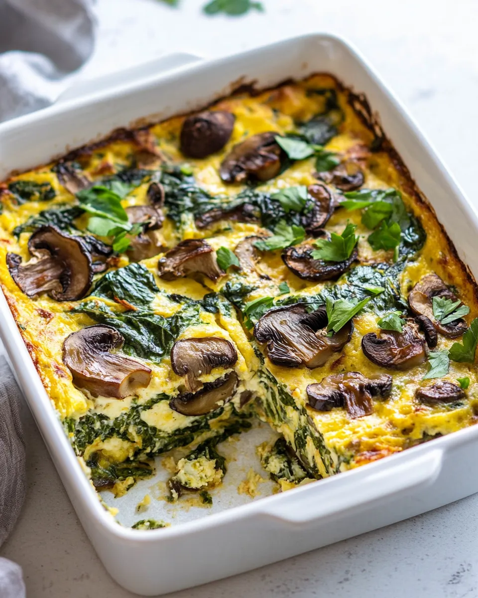 Delicious Spinach Mushroom Breakfast Casserole shot