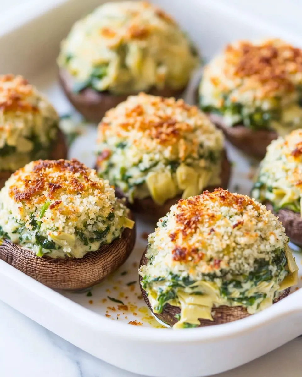 Easy Spinach and Artichoke Stuffed Mushrooms recipe photo