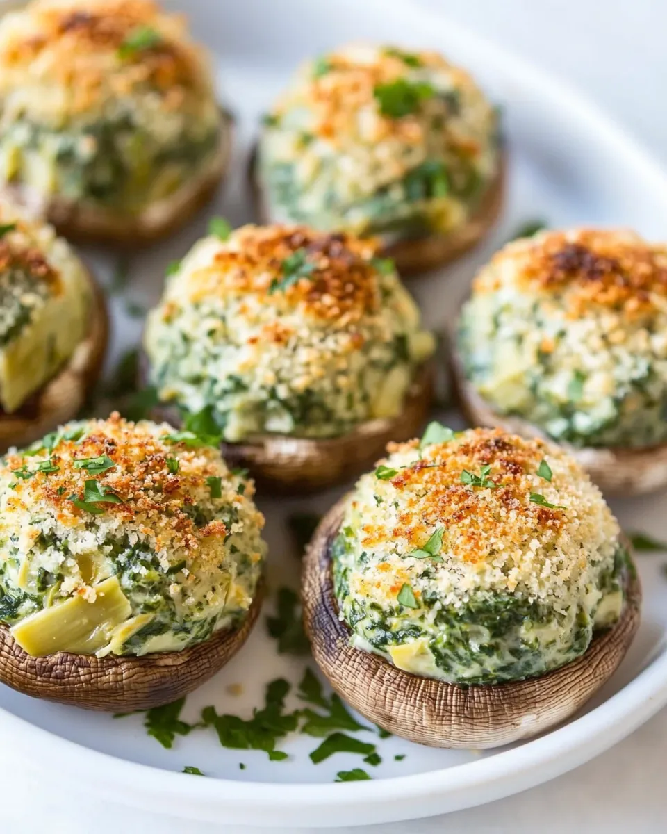 Delicious Spinach and Artichoke Stuffed Mushrooms shot