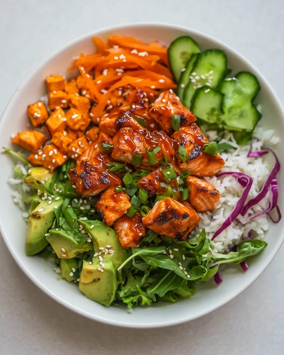 Delicious Sriracha Salmon Power Bowl shot