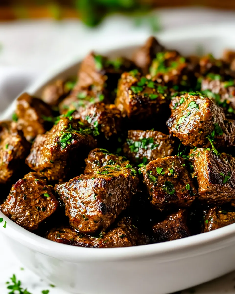 Delicious Steak Bites with Garlic Butter shot
