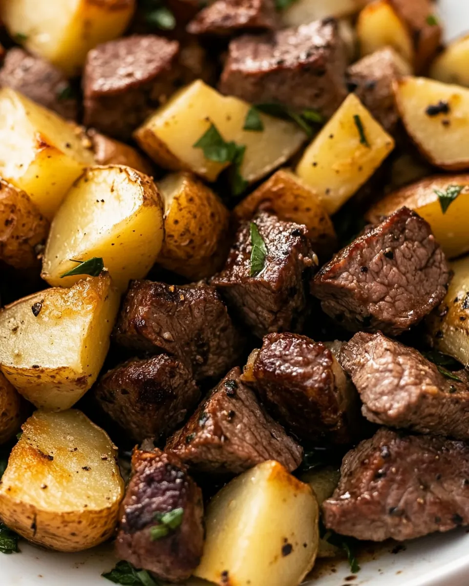 Delicious Steak and Potatoes shot