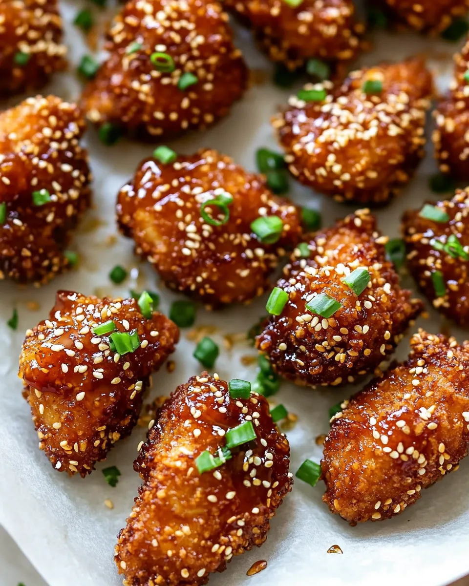 Delicious Sticky Honey Sriracha Chicken Bites shot