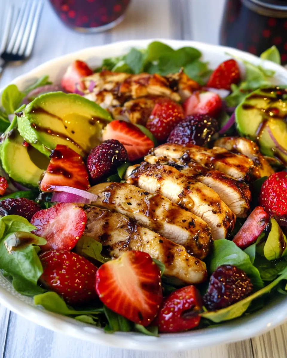 Easy Strawberry Avocado Salad with Balsamic Chicken recipe photo
