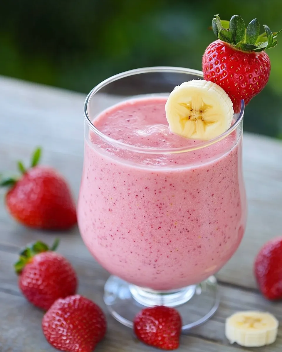 Homemade Strawberry Banana Protein Smoothie photo