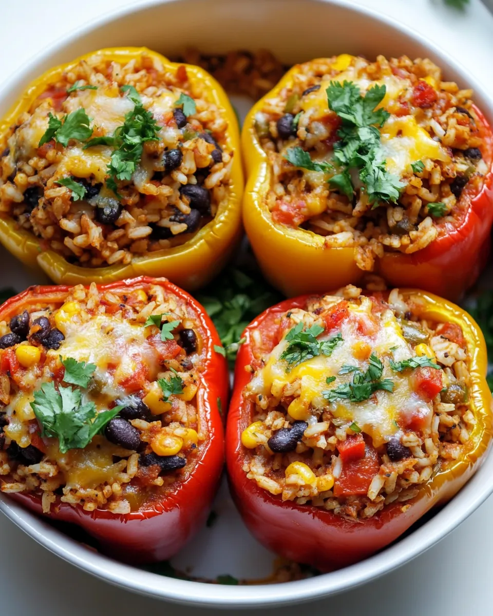 Homemade Stuffed Bell Peppers with Mexican Rice photo