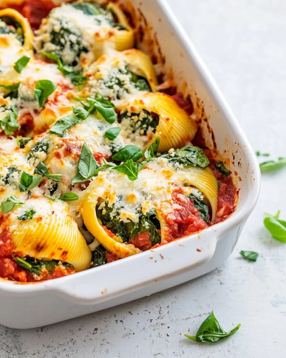 Delicious Stuffed Shells with Spinach shot