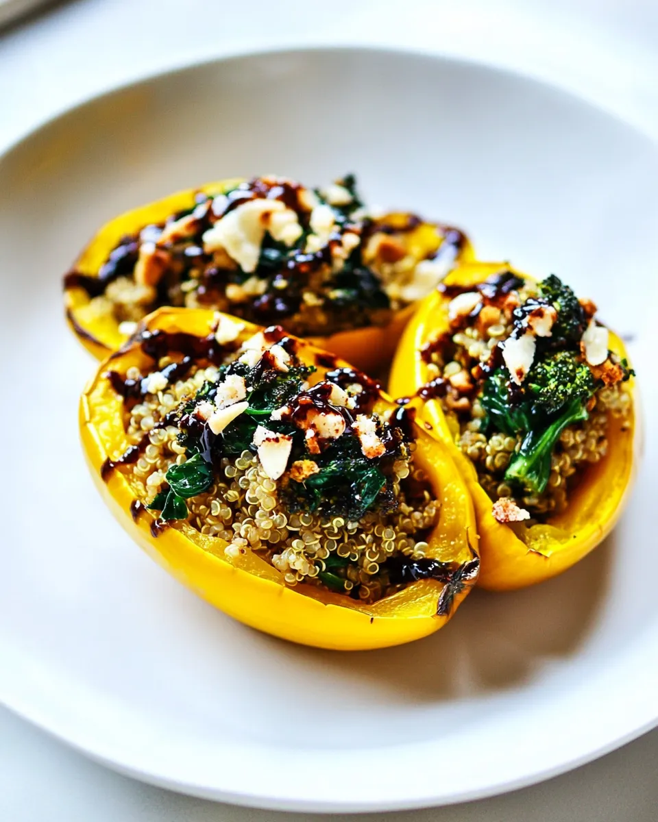 Healthy Stuffed Squash with Broccoli Rabe & Quinoa recipe photo