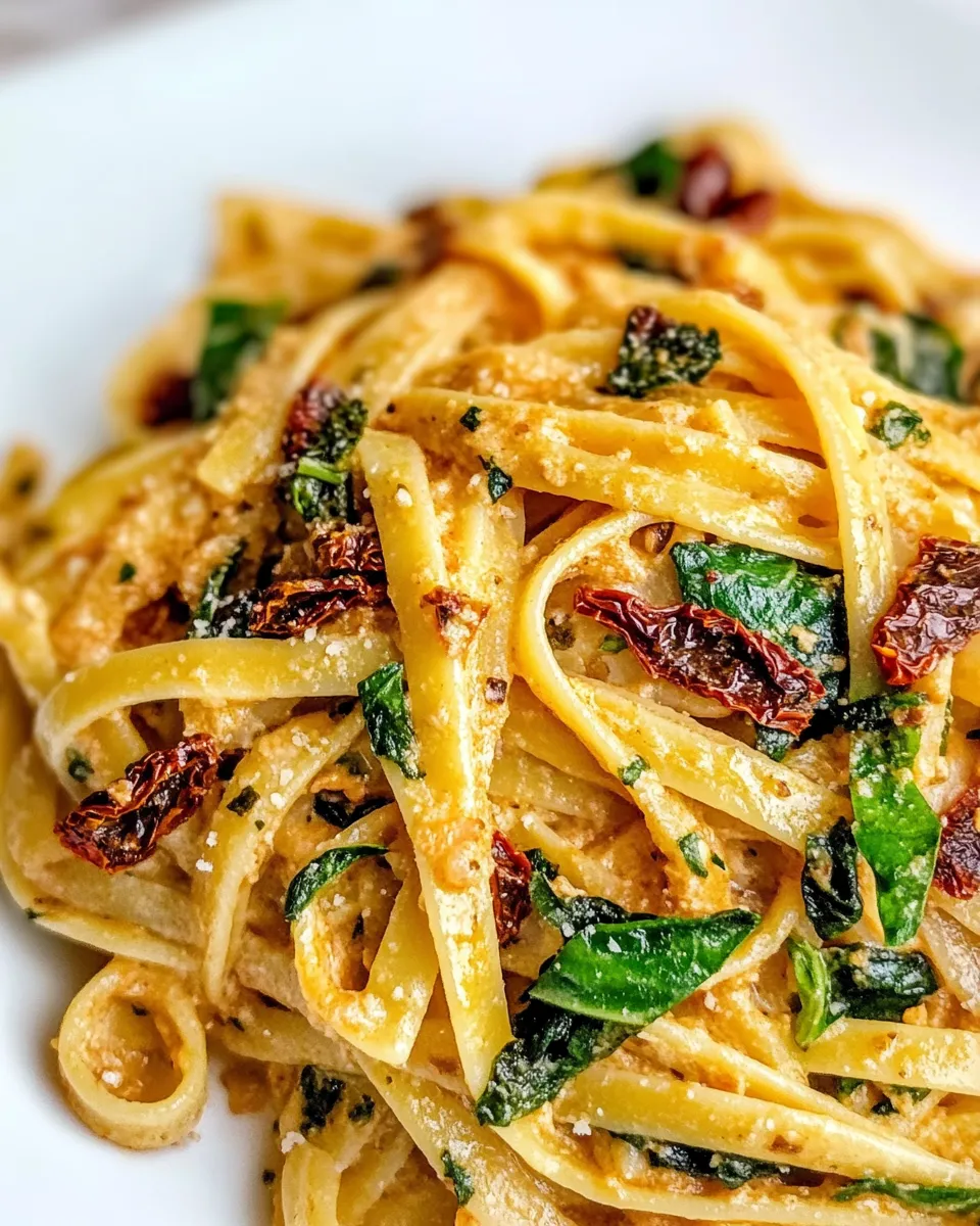 Delicious Sun-Dried Tomato Pasta food shot