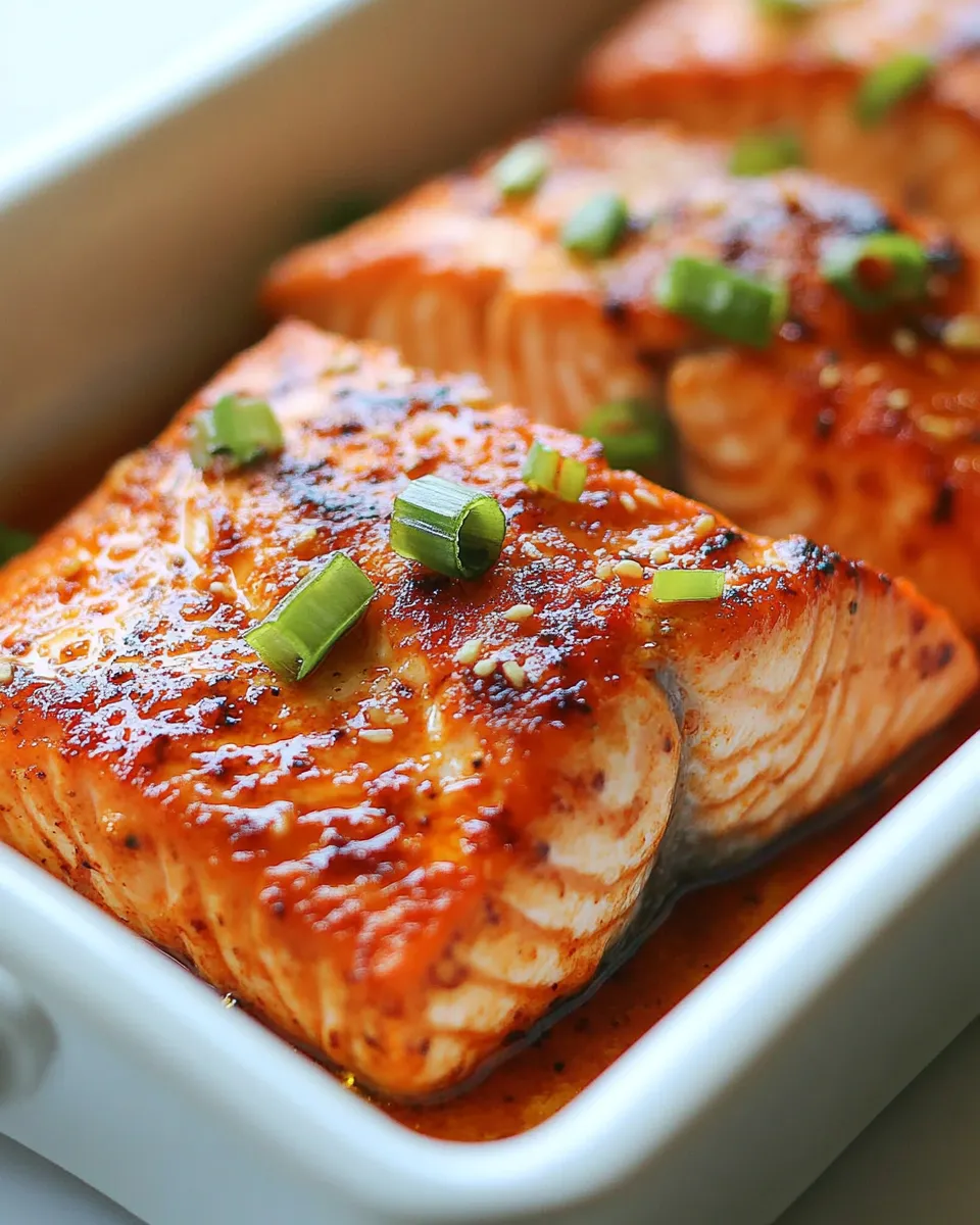 Savory Sunday Suppers: Sweet and Spicy Sriracha Baked Salmon dish photo