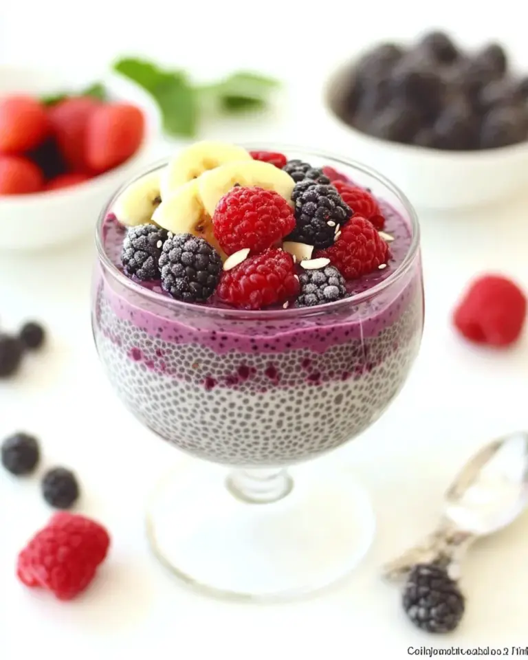 Homemade Superfood Triple Berry Chia Pudding photo