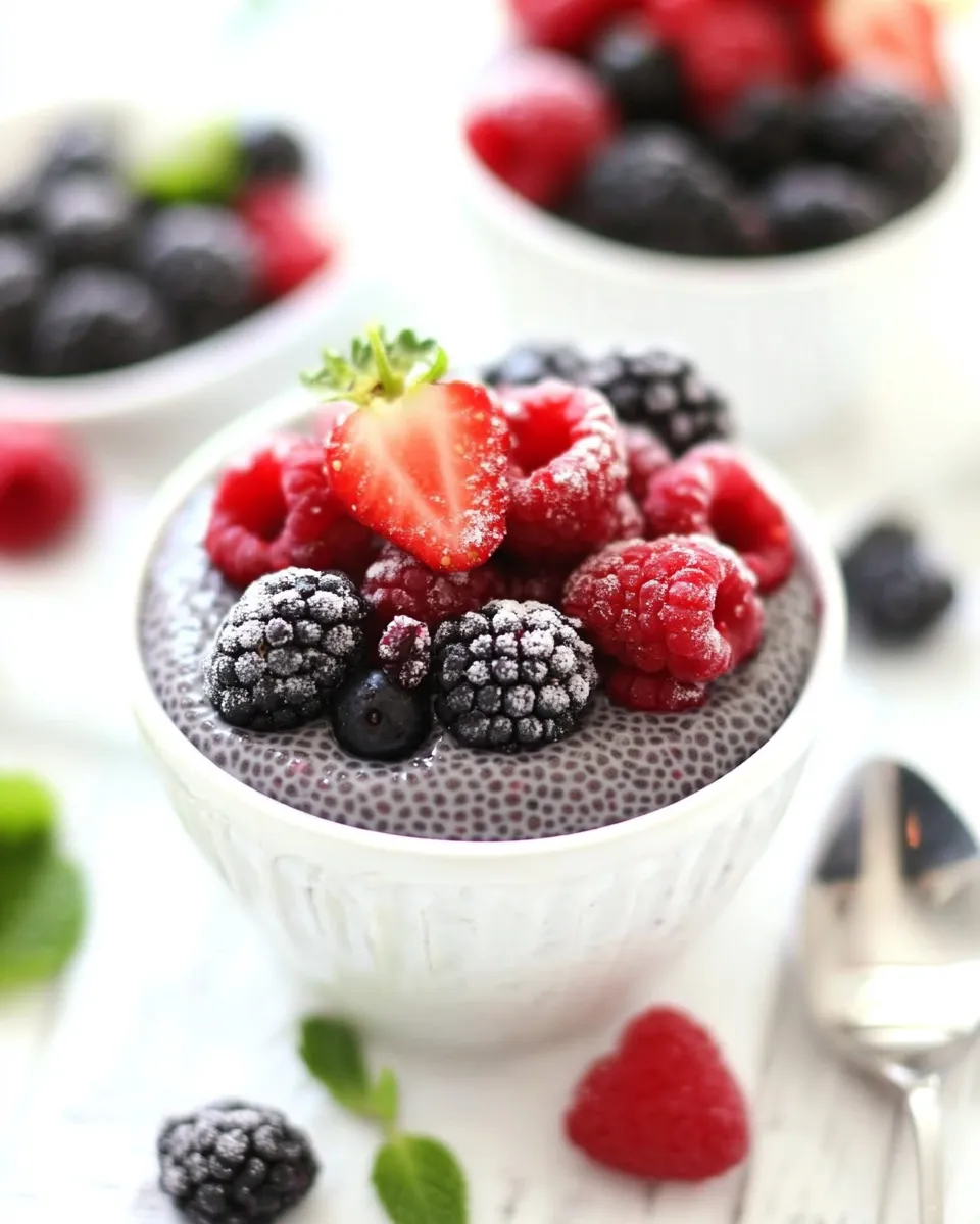 Healthy Superfood Triple Berry Chia Pudding shot